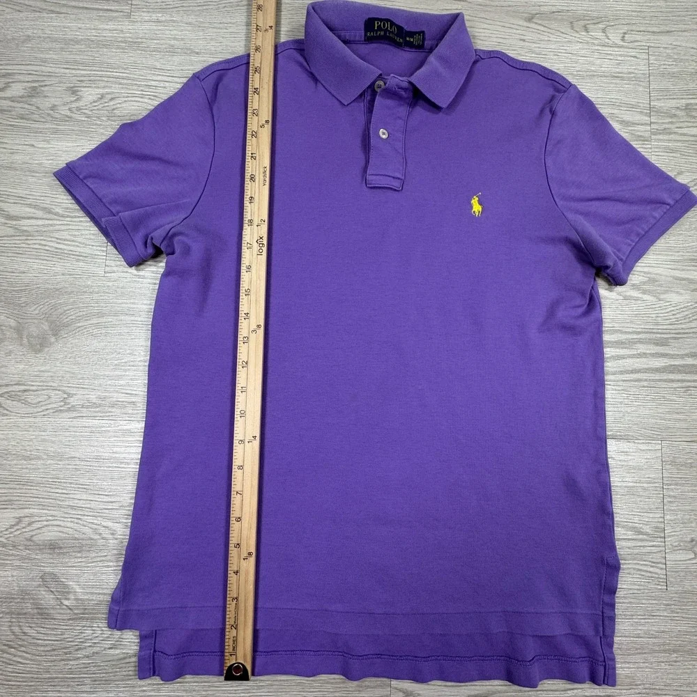 Polo Ralph Lauren Men's Polo Shirt Purple Medium Short Sleeve Yellow Pony Logo